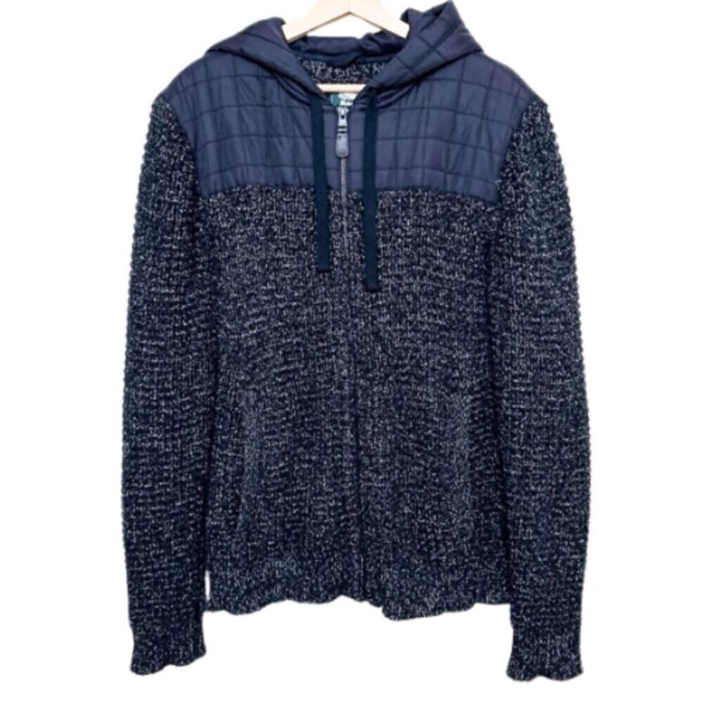 Roots Mens Large Quilted Hooded Full Zip Knitwear Chunky Jacket CN